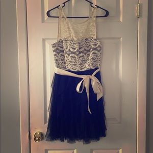 Navy and white lace dress